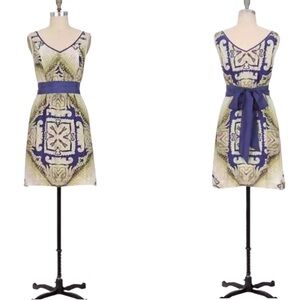 Anthropologie Edme & Esyllte Silk Kerchief Tie Waist Bow Mini Dress - XS
